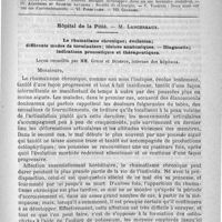 0905 - Page 889 - Comité de rédaction / Sommaire / Hôpital de la Pitié. - M. Lancereaux. Le rhumatisme chronique ; évolution ; différents modes de terminaison ; lésions anatomiques. - Diagnostic ; indications pronostiques et thérapeutiques. Leçon recueillie par MM. Guyon et Dudefoy...