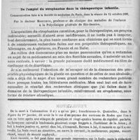 0006 - Page 2 - Bulletin. De l'emploi du strophantus dans la thérapeutique infantile. Communication faite à la société de médecine de Paris, dans la séance du 12 octobre 1889, par le docteur Moncorvo... / Feuilleton. Causerie