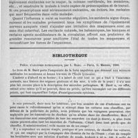 0058 - Page 54 - Bulletin. Un mot sur l'influenza. Communication faite à la société de médecine de Paris dans la séance du 28 décembre 1889, par M. le docteur Beni-Barde / Bibliothèque. Précis d'anatomie pathologique, par L. Bard. - Paris, G. Masson, 1890 / Feuilleton. Causerie [Simplissime]