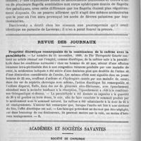 0072 - Page 68 - De l'hématozoaire de l'impaludisme, par M. Hallopeau... / Revue des journaux. Propriété diurétique remarquable de la combinaison de la caféine avec la paraldéhyde (The Therapeutic Gazette) / Académies et sociétés savantes. Société de chirurgie. Séance du 8 janvier