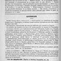 0088 - Page 84 - Thèses pour le doctorat en médecine présentées et soutenues devant la faculté de médecine de Lyon pendant les mois de novembre et décembre 1889 / Courrier. Dixième Congrès médical international / Cours d'accouchements