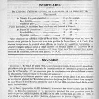 0160 - Page 156 - Académies et sociétés savantes. Société de chirurgie. Séance du 22 janvier / Formulaire. De l'iodure d'argent contre les catarrhes de la conjonctive. Warlomont / Courrier. Concours
