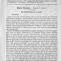 0161 - Page 157 - Comité de rédaction / Sommaire / Hôpital Broussais. - Docteur H. Barth. Des complications de la grippe