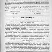 0275 - Page 271 - Association générale des médecins de France / Bibliothèque. Du transformisme et de la génération spontanée, par Ch. A. Rohaut. Paris, J.-B. Baillière, 1890 / Lunettes et pince-nez, étude médicale et pratique, par Georges J. Bull. Paris, Masson, 1888 / Académies et sociétés savantes. Académie de médecine. Séance du 18 février