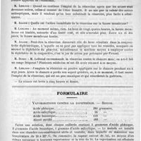 0291 - Page 287 - Académies et sociétés savantes. Société de médecine de Paris. Séance du 8 février 1890 / Formulaire. Vaporisations contre la diphthérie. - Renou