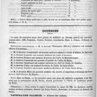 0304 - Page 300 - Académies et sociétés savantes. Société de chirurgie. Séance du 19 février / Formulaire. Poudre contre la constipation / Courrier. Distinctions honorifiques / Hôtel-Dieu de Reims / Nécrologie [André / Danias (de Saint-Dizier) / Rousseau (d'Auxerre) / Esbach (de Paris)]