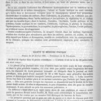 0326 - Page 322 - Académies et sociétés savantes. Académie des sciences / Société de médecine pratique. Séance du 20 février 1890