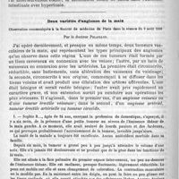 0334 - Page 330 - Considérations sur les troubles fonctionnels de l'appareil neuro-musculaire gastro-intestinal, par le docteur Malibran... / Deux variétés d'angiomes de la main. Observation communiquée à la société de médecine de Paris dans la séance du 9 août 1889, par le docteur Polaillon