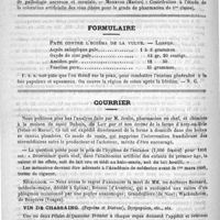 0388 - Page 384 - Variétés. Thèses pour le doctorat en médecine présentées et soutenues devant la faculté de médecine de Lyon pendant les mois de janvier et février 1890 / Formulaire. Pate contre l'eczéma de la vulve. - Lassus / Courrier. Nécrologie [Bernard / Brisson (d'Averton) / Grandvilliers (de Nice) / Wackenheim, de Bruyères (Vosges)]
