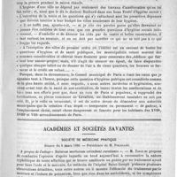 0399 - Page 395 - Bulletin. Considérations sur un projet de transbordement de gadoue entre la porte d'Asnières et la porte de Courcelles. Communication faite à la société médicale du XVIIe arrondissement le 28 février 1890, par le docteur Marevéry / Académies et sociétés savantes. Société de médecine pratique. Séance du 6 mars 1890