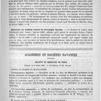 0433 - Page 429 - Revue des journaux. La péréirine auxiliaire de la quinine contre la malaria (Lond. med. Recorder et The ther. Gaz., 15 février 1890) / Chlorure de sodium contre la névralgie faciale (Edinburgh med. Journ., janvier 1890) / Académies et sociétés savantes. Société de médecine de Paris. Séance du 8 mars 1890
