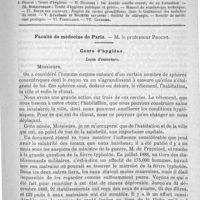 0437 - Page 433 - Comité de rédaction / Sommaire / Faculté de médecine de Paris. - M le professeur Proust. Cours d'hygiène. Leçon d'ouverture