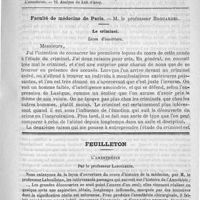 0449 - Page 445 - Comité de rédaction / Sommaire / Faculté de médecine de Paris. - M. le professeur Brouardel. Le criminel. Leçon d'ouverture / Feuilleton. L'anesthésie, par le professeur Laboulbène