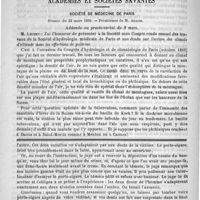 0532 - Page 524 - Revue des journaux. Epithélioma consécutif à un lupus (Société de médecine de Berlin, 29 janvier) / Académies et sociétés savantes. Société de médecine de Paris. Séance du 22 mars 1890 / Feuilleton. Causerie [Simplissime] / Solution contre la conjonctivite. - De Saint-Germain et Valude