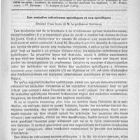 0549 - Page 541 - Comité de rédaction / Sommaire / Les maladies infectieuses spécifiques et non spécifiques. Résumé d'une leçon de M. le professeur Bouchard