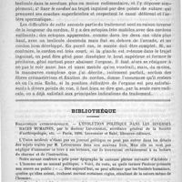 0582 - Page 570 - Sur le traitement de l'ectopie testiculaire, par L.-G. Richelot / Bibliothèque. Bibliothèque anthropologique. L'évolution politique dans les diverses races humaines, par le docteur Letourneau... - Paris, 1890. Lecrosnier et Babé...