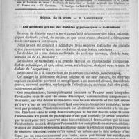 0633 - Page 621 - Comité de rédaction / Sommaire / Hôpital de la Pitié. - M. Lancereaux. Les accidents graves des diabètes glycosuriques - Acétonémie
