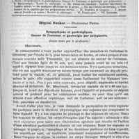 0657 - Page 645 - Comité de rédaction / Sommaire / Hôpital Necker. - Professeur Peter. Dyspeptiques et gastralgiques. Cancer de l'estomac et gastralgie par polygastrie. (Leçon revue par le professeur)