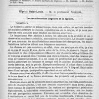 0669 - Page 657 - Comité de rédaction / Sommaire / Hôpital Saint Louis. - M. le professeur Fournier. Les manifestations linguales de la syphilis