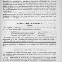 0687 - Page 675 - Bibliothèque. La glycogénie animale, par le professeur J. Seegen... Paris, G. Masson, 1890 [L.-H. Petit] / Revue des journaux. Le naphtol en chirurgie, par le docteur Poirson (Revue de thér. méd. chir., 1889, 11) / Feuilleton. Causerie [Simplissime]