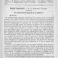 0693 - Page 681 - Comité de rédaction / Sommaire / Hôpital Saint-Louis. - M. le professeur Fournier. Les manifestations linguales de la syphilis