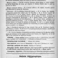 0704 - Page 692 - Courrier. Maison nationale de Charenton / Médecin du sénat / Médecin conseiller général / Nécrologie [Cloetta (de Lugano) / Van Cappelle / Legrand (de Sainte-Geneviève) / Gruson / Lecomte (La Mothe-Beuvron) / H. Smith / Besser / Scalzi / Magnus Huss (de Stockolm)] / Legs / Bulletin bibliographique. Traitement des fractures de la rotule par l'ouverture immédiate et large du genou et la suture métallique des fragments, par le docteur Justin Lucas-Championnière