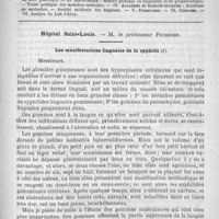 0705 - Page 693 - Comité de Rédaction / Sommaire / Hôpital Saint-Louis. - M. le professeur Fournier. Les manifestations linguales de la syphilis