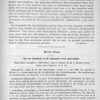 0709 - Page 697 - Hôpital Saint-Louis. - M. le professeur Fournier. Les manifestations linguales de la syphilis (A suivre) / Hôtel-Dieu. Un cas d'anémie et de dyspepsie avec gastralgie. Observation recueillie à l'Hôtel-Dieu, dans le service de M. le docteur Barié