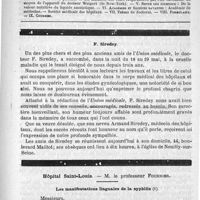 0741 - Page 729 - Comité de rédaction / Sommaire / F. Siredey / Hôpital Saint-Louis. - M. Le professeur Fournier. Les manifestations linguales de la syphilis