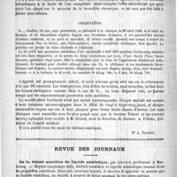 0749 - Page 738 - Traitement de la phtisie et des maladies des voies respiratoires par l'air surchauffé du moyen de l'appareil du docteur Weigert [Dr A. Filleau] / Revue des journaux. De la valeur nutritive du liquide amniotique, par Ahlfeld (La Clinique, 1889, 10.)