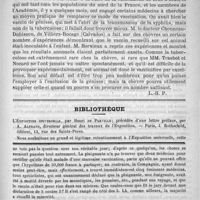 0758 - Page 747 - Bulletin. Mort de M. Siredey / Bibliothèque. L'exposition universelle, par Henri de Parville ; précédée d'une lettre préface par A. Alphand... - Paris, J. Rothschild... / Feuilleton. Causerie