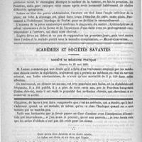 0827 - Page 812 - Revue des journaux. Journaux italiens. Hydronéphrose considérable avec calcul urique dans l'urètre (in Supplement alla Gazzetta degli ospitali, mars 1890) [Millot-Carpentier] / Académies et sociétés savantes. Société de médecine pratique. Séance du 22 mai 1890 / Feuilleton. Causerie