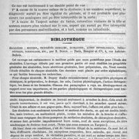 0861 - Page 846 - Bulletin. Mort du foetus pendant la période d'expulsion causée par la rétraction du col utérin sur le cou de l'enfant. Observation lue à la société de médecine de Paris, dans la séance du 24 mai 1890, par le docteur Auvard / Bibliothèque. Alcaloïdes : histoire, propriétés chimiques, extraction, action physiologique, thérapeutique, toxicologie, etc., par B. Dupuy. - Paris, Rongier et Compagnie... / Feuilleton. Causerie
