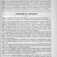 0874 - Page 859 - Bibliothèque. Leçons cliniques sur les maladies de l'appareil locomoteur (os, articulations, muscles), par M. le docteur Kirmisson. - Paris, G. Masson 1890... [L.-H. Petit] / Sociétés et Congrès. Sommaire : traitement de l'orchite blennorrhagique. - Hydroa buccal pseudo-syphilitique. - Zona et tuberculose. - Crachats verts. - Traitement de la paralysie faciale périphérique
