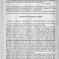 0886 - Page 872 - Bulletin. Clinique ophtalmologique de l'Hôtel-Dieu. - M. Panas. Episclérite syphilitique. Leçon recueillie par M. Guillemain [Dr A. Filleau] / Travaux de la faculté de Lyon. Contribution à l'étude du corps thyroïde, par le docteur Louis Orcel. - Lyon, 1889 / Feuilleton. Les salons de 1890 [P. Noreck]