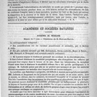 0888 - Page 874 - Revue des journaux. Le bacille de Koch comme élément de diagnostic dans la tuberculose du larynx, par le docteur Ricardo Botey. (Revue de laryngologie, 1889, 22) / Académies et sociétés savantes. Académie de médecine. Séance du 17 juin