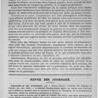 0009 - Page 5 - Hôpital Necker. - M. le professeur Peter. Les procédés d'exploration de l'aorte / Revue des journaux. L'anosmie et son traitement, par J. Dundas-Graut. (Annales des maladies de l'oreille, etc., déc. 1889)