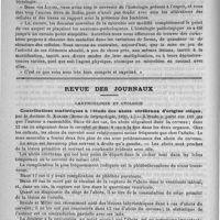 0022 - Page 18 - Bibliothèque. Leçons sur les maladies microbiennes, par le docteur Cabadé. - G. Masson... / Revue des journaux. Laryngologie et otologie. Contributions statistiques à l'étude des abcès cérébraux d'origine otique, par le docteur O. Korner (Revue de laryngologie, 1890, 4)
