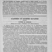 0023 - Page 19 - Revue des journaux. Laryngologie et otologie. Contributions statistiques à l'étude des abcès cérébraux d'origine otique, par le docteur O. Korner (Revue de laryngologie, 1890, 4) / Sur les troubles de l'organe auditif dans le tabès dorsal, par le docteur Morpurgo. (Revue de laryngologie, 1890, 4) / Académies et sociétés savantes. Académie de médecine. Séance du 1er juillet