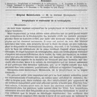 0053 - Page 49 - Comité de rédaction / Sommaire / Hôpital Saint-Louis. - M. le docteur Quinquaud. Prophylaxie et traitement de la trichophytie