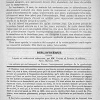 0069 - Page 65 - Sur l'avantage de faire l'uranoplastie en deux séances. Communication faite à la Société de médecine de Paris, dans la séance du 14 juin 1890, par M. Polaillon / Bibliothèque. Leçons de gynécologie opératoire, par MM. Vulliet et Lutaud, 2e édition... Paris, Maloine, 1890 / Feuilleton. Causerie