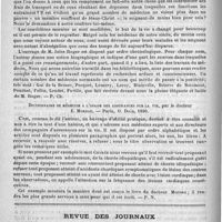 0118 - Page 114 - Bibliothèque. Les médecins normands du XIIe et XIXe siècle. Biographie et bibliographie, par le docteur Jules Roger. - Paris, G. Steinheil, 1890 / Dictionnaire de médecine à l'usage des assurances sur la vie, par le docteur E. Moreau. - Paris, O. Doin 1890 / Revue des journaux. Le borax dans l'épilepsie (The therap. Gaz., le 16 juin 1890)