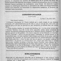 0144 - Page 140 - Hôpital Broussais. - M. le docteur Barth. De la néphrite scarlatineuse / Correspondance / Bibliothèque. Formulaire de thérapeutique appliquée, ou les médicaments et leurs formules classés d'après les indications thérapeutiques, par le docteur A. Ferrand... Paris, 1890