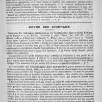 0145 - Page 141 - Bibliothèque. Formulaire de thérapeutique appliquée, ou les médicaments et leurs formules classés d'après les indications thérapeutiques, par le docteur A. Ferrand... Paris, 1890 / Revue des journaux. Produits des échanges moléculaires de l'acétanilide dans le corps humain, par le docteur K.-A.-H. Mörner (Zeitschrift f. phys. Chemie., Bd. XIII, Hft. 1-2) / Le traitement des hémorrhagies dues aux fibromes, par le docteur H. Lohlein (Berliner Klinik., 1888, n° 2, p. 130.) / Faculté de médecine de Paris. Thèses de doctorat du 16 au 19 juillet 1890