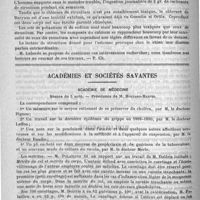 0204 - Page 200 - Revue des journaux. Recherches sur l'action propre et comparative du strontium et de ses sels solubles sur l'organisme, par M. J. V. Laborde (Bull. Soc. biol., 1890, 26, p. 453) / Académies et sociétés savantes. Académie de médecine. Séance du 5 août