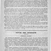 0229 - Page 225 - Bibliothèque. Les bactéries et leur rôle dans l'étiologie, l'anatomie et l'histologie pathologique des maladies infectieuses, par Cornil et Babès... - Paris, Alcan, 1890 / Revue des journaux. Journaux italiens. La sclérose du myocarde, par le docteur Arnoldo Viti (de l'Institut d'anatomie pathologique dirigé par M. le professeur Carlo Sanquirico. (In Rivista clinica orchivio italiono, 30 juin)