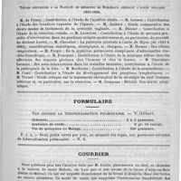 0255 - Page 251 - Revue des journaux. La morphine antidote de l'atropine (The ther. Gaz., le 15 juillet 1890) / Thèses soutenues à la Faculté de médecine de Bordeaux pendant l'année scolaire 1889-1890 / Formulaire. Vin contre la tuberculisation pulmonaire. - V. Gilbert / Courrier / Faculté de médecine de Paris