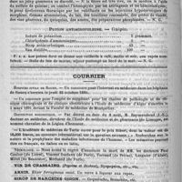 0280 - Page 276 - Formulaire. Traitement de la gangrène pulmonaire. - E. Barié / Potion antiscrofuleuse. - Guépin / Courrier. Hospices civils de Rouen / Distinction honorifique / Nécrologie [Paul Coulier (du Loiret) / Vincent Duclaux (de Paris) / Ferrand (de Privas) / Larguier (d'Alais) / Millet (de Beaucaire) / Moricand (de Paris)]