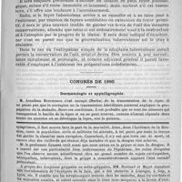 0299 - Page 295 - Bulletin. De l'intervention chirurgicale dans la tuberculose du tractus uvéal, par le docteur E. Valude... / Congrès de 1890. Dermatologie et syphiligraphie / Feuilleton. Congrès de l'Association française pour l'avancement des sciences à Limoges (A suivre) [L.-H. Petit]