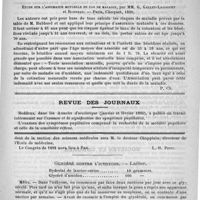 0335 - Page 331 - Bibliothèque. Maladie de la peau dite maladie de Paget, par le docteur L. Wickham. Paris, G. Masson, 1890 / Etude sur l'assurance mutuelle en cas de maladie, par MM. G. Gallet-Lagoguey et Rondeau. - Paris, Choquet, 1890 / Revue des journaux / Feuilleton. Congrès de l'Association française pour l'avancement des sciences à Limoges [L.-H. Petit] / Glycéré contre l'icthyose. - Lailler